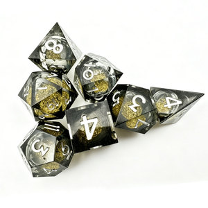 Transparent Black Swirl Liquid <b>Dice</b> <b>Set</b> Sharp Edge Resin DND <b>Dice</b> with White Numbers for Tabletop Games - Product Image 5