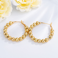 Últimos Pendientes de Aro Grandes Chapados en Oro de 18k Estilo Vintage, Joyería de 18k con Diamantes y Perlas, Material de Latón, Pendientes de Aro Modernos