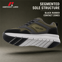 Chaussures de marche d'extérieur à empeigne renforcée, couleur olive, baskets lifestyle en textile multicouche structuré, pour parc urbain, marque privée, usine
