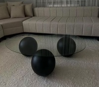 Table basse en verre trempé créative, design rond, style moderne et simple, couleur crème, pour petit appartement