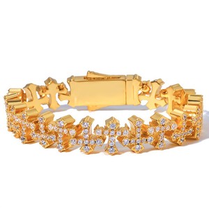 Bracelet croix hip-hop avec boucle, entièrement orné de zircons, pour homme, accessoires de personnalisation, collier Tanjing Fashion Lijing - Product Image 5