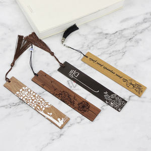 Regalo promozionale a forma personalizzata di legno, il libro in bianco segna la pagina del libro segnalibri in legno personalizzati con nappe - Product Image 4