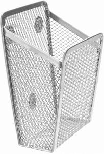 Porte-crayons magnétique en maille métallique, porte-stylos en acier inoxydable avec aimants, panier de rangement pour tableau blanc, argent - Product Image 4