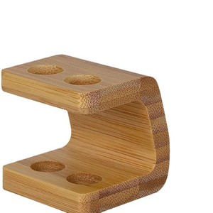 Soporte para cepillos de dientes de bambú, 4,5 cm x 4,5 cm x 4,8 cm, estante de baño de madera con 2 orificios para cabezales de cepillos de dientes eléctricos - Product Image 5