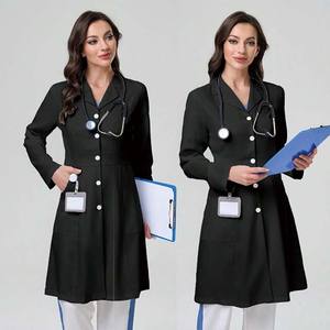 Uniformes d'infirmière élégants pour femmes, blancs, à manches longues, en tissu sergé, détection par aiguille, polyester/coton, pour hôpital et salon de beauté - Product Image 4