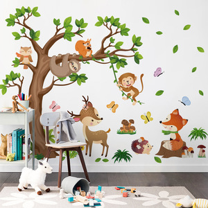 Adesivi Murali all'Ingrosso di Animali Cartoon <span class=keywords><strong>per</strong></span> Camere dei Bambini a Tema Foresta, Decorazioni Murali <span class=keywords><strong>per</strong></span> Aule - Product Image 5
