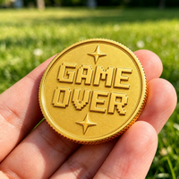Pièces de jeu en métal de haute qualité en gros, pièces de défi en alliage de zinc dorées, mignonnes, à motif de dessin animé, avec logo 3D personnalisé gravé