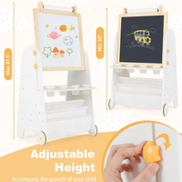 Chevalet d'art roulant en bois pour enfants 4-en-1, table d'activités pour tout-petits, tableau magnétique avec étagères, rentrée scolaire, écologique