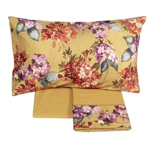 TERRE D'OCRA Juego de cama estándar King Size 26-OCRA Color Sábana de algodón sólido liso con fundas de volantes Juego de cama de lujo - Product Image 1
