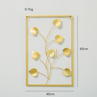 Décoration murale en métal doré, 24 "X 16" Décoration murale en feuille d'or avec cadre Sculpture murale d'art en métal doré