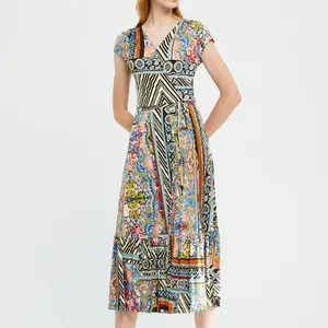 Прямая продажа с фабрики Высокое качество энтузиазм Самба пляжная одежда настоящий 100 шелк тутового шелкопряда богемное платье дизайнерское летнее Бохо для женщин