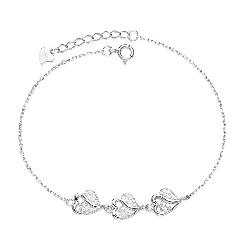 Factory New 925 Sterling Silver Jewelry Charm Heart Bracelet