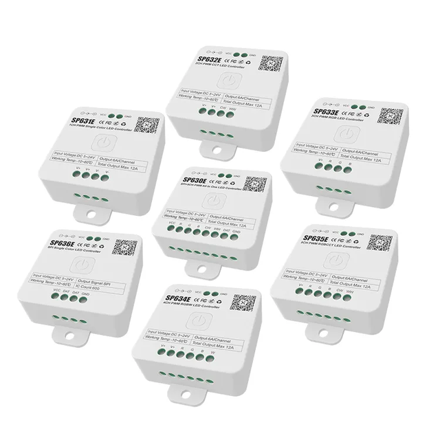 SP638E SPI RGB Addressable LED Controller DC 5-24V 600 Pixel Strip Light Smart Blue Tooth Music Dimmer 2.4G RB3 Remote RC3 Panel