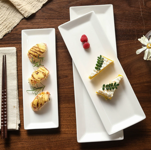 Square <b>Corner</b> Long White Ceramic Plate Multi Size Stackable Sushi Dessert Appetizer Dish Hotel Restaurant Custom Logo Bulk Sale - Product Image 2