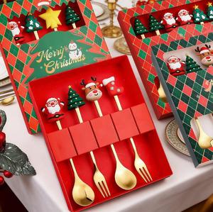 Christmas Stainless Steel Reindeer <b>and</b> Santa Claus <b>Spoon</b> <b>and</b> <b>Fork</b> Festive Christmas Tree Dessert <b>Spoon</b> - Product Image 3