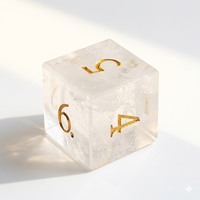 1 pièce Dés à facettes en quartz roche naturel transparent, faits à la main, pour D&D, jeux de rôle et de société, pierre précieuse