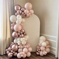 Kits de ballons en gros macaron pastel rose métallisé et blanc avec confettis pour décorations de mariage, de douche nuptiale et de baby shower