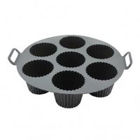 Moule à gâteau en silicone pour friteuse à air, 7 compartiments, moule à cupcakes en silicone, moule à muffins pour friteuse à air