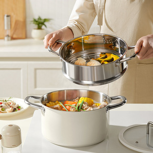 316 Stainless Steel <b>Steamer</b> 2 Tier Non Stick Pot With Ceramic Coating For Steaming Cooking - Product Image 1
