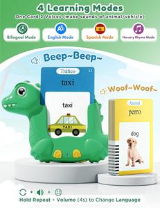 Cartes flash bilingues <span class=keywords><strong>espagnol</strong></span>-anglais pour tout-petits avec 510 mots courants, en forme de dinosaure, jouets vocaux de poche pour <span class=keywords><strong>l</strong></span>'autisme - Product Image 4