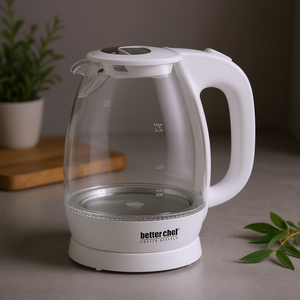 Hervidor eléctrico inalámbrico Better Chef de 1,7 l, vidrio de borosilicato, luz LED, color blanco - Product Image 2