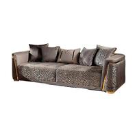 Ensemble de canapés en velours imprimé zèbre de luxe pour salon de villa haut de gamme avec garniture en acier inoxydable doré, canapé sectionnel moderne en forme de L