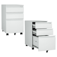 Archivador Moderno de Acero con 3 Cajones, con Cerradura, Flexible, Sólido, Móvil, para Debajo del Escritorio, Almacenamiento de Tamaño Carta/Legal/A4