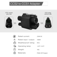 Adaptateur 250A CCS2 vers CCS1 EV Connecteur de charge rapide DC à courant élevé pour véhicules électriques
