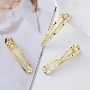 Pasadores de oro brillante de estilo americano europeo, pinza de pelo de Metal Irregular de moda elegante, pinza de pelo de aleación de oro plateado - Product Image 5