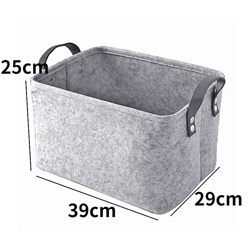 Caja de almacenamiento grande nórdica con mango gris, cesta de almacenamiento de fieltro para sala de estar, cestas de almacenamiento de artículos diversos, organizador de tela plegable para dormitorio