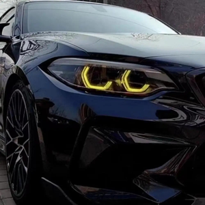 Fari Angel Eyes per BMW Serie 2 F22 F87 F23 2014-2021 220i 228i M240i Xenon M2 LCI con Luce Diurna DRL LED Gialla - Product Image 5