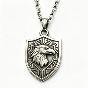 Colgante de escudo de águila de aleación de zinc plateado, forma irregular, grabado en relieve, artesanía metálica, insignia de recuerdo, emblema - Product Image 6