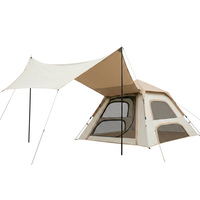 Carpa de Lujo para Glamping, Grande, con Toldo Impermeable, para 3 o 4 Personas, de Apertura Rápida, Color Beige, para Campamento, Aire Libre, Familiar, Picnic y Senderismo