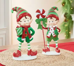 Home Desk Decoration Resin Craft Figures Holiday Elf Christmas Polyresin Christmas Figurines