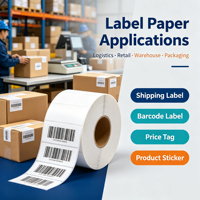Papier d'étiquettes autocollantes pour imprimantes à codes-barres, rouleaux imperméables de qualité alimentaire, vente en gros directe d'usine OEM, fournisseur chinois
