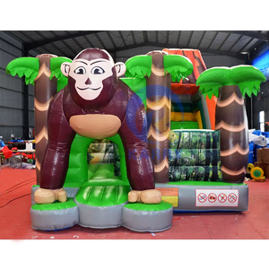 Château gonflable sur le thème de la jungle avec animaux de la savane en PVC personnalisé, avec toboggan, portable, garantie de 3 ans pour une utilisation en aire de jeux - Product Image 5