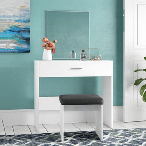 White Victorian Glam Small <strong>Narrow</strong> Simple Designs <strong>Dressing</strong> Vanity Organizer Makeup Desk Chairs for Makeup <strong>Table</strong> - Product Image 2