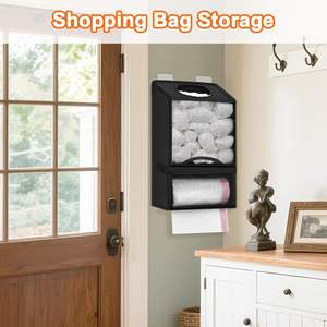 Soporte de pared para bolsas de plástico, organizador grande de bolsas de tela Oxford 2 en 1 con dispensador de rollos de <span class=keywords><strong>basura</strong></span> - Product Image 3