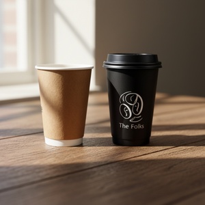 แก้วกระดาษคราฟท์แบบใช้แล้วทิ้ง Sunshine Personalized ขนาด 8oz 10oz 12oz 16oz แบบสองชั้น สำหรับกาแฟร้อน ชา ไวน์ พร้อมโลโก้สั่งทำ - Product Image 1