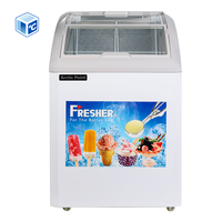 Congélateur horizontal pour crème glacée CE ETL CB, vitrine d'îlot, congélateur commercial pour crème glacée en verre trempé, durable