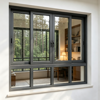 Ventana Corredera de Balcón de Aluminio Negro con Rotura de Puente Térmico, Multipanel, Tamaño Personalizado, Directo de Fábrica