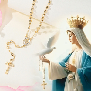 Collar <span class=keywords><strong>de</strong></span> <span class=keywords><strong>Rosario</strong></span> <span class=keywords><strong>de</strong></span> <span class=keywords><strong>Nuestra</strong></span> <span class=keywords><strong>Señora</strong></span> <span class=keywords><strong>de</strong></span> <span class=keywords><strong>Guadalupe</strong></span> con Cruz y Colgante <span class=keywords><strong>de</strong></span> Zirconia Geométrica, Chapado en Oro <span class=keywords><strong>de</strong></span> 14K, Joyería Religiosa Católica - Product Image 4