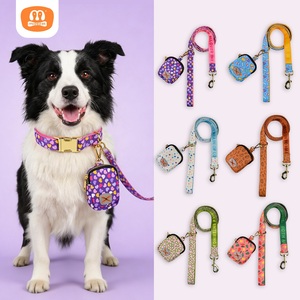 Ensemble collier, laisse et sac <span class=keywords><strong>à</strong></span> déjections pour chien MIDEPET, imprimé cœur violet luxueux, boucle en alliage, ruban en polyester, pour petit chiot en <span class=keywords><strong>voyage</strong></span> - Product Image 1