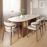 Table à manger ovale moderne en bois massif avec 6 chaises pour restaurant et maison