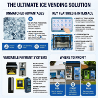 Distributeur automatique de glaçons commercial à vendre – Kiosque distributeur de glace intelligent à monnayeur