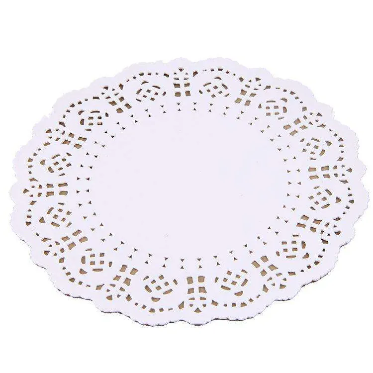 Almofadas de papel de renda branca oval descartáveis direto da fábrica, papel absorvente de óleo para bolos e doilies