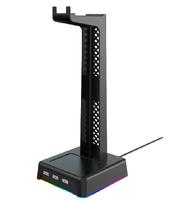 3 ports USB avec support de crochet pour casque d'écoute AUX 3.5mm RGB Backlight Gaming Headphone Display Stand