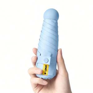 Parapluie de poche mini pliable en 5 sections, 6 ou 8 baleines, anti-UV, en fibre de verre, avec impression de logo personnalisé, imperméable, vente en gros - Product Image 1