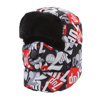 FF4710, gorro de caza de esquí de piel sintética de invierno, gorro de soldado con orejeras con máscara, gorro de cazador Ushanka ruso forrado de felpa