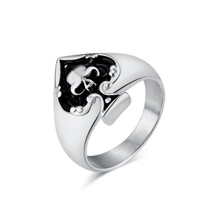 Men's Spade <b>Skull</b> Stainless Steel <b>Ring</b> Silver Gold Black Hip Hop Jewelry Gift - Product Image 4